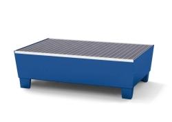 Catching bowl steel laquered RAL 5010, fork lift pockets grid, 1240x815x350mm