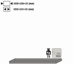Shelf for G90.205.120 RAL7035, 1039mm wide