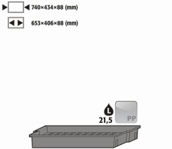 Sump inliner shelf, PP, width 720mm for VBF/F30.60.89/140-S+
