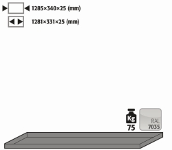 Lower shelf, steel plate powder coated RAL 7035