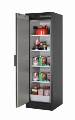 Safety cabinet Q-CLASSIC-90 WDL 600 x 615 x 1955 mm (WxDxH), swing door grey RAL 7016, 4 shelves,