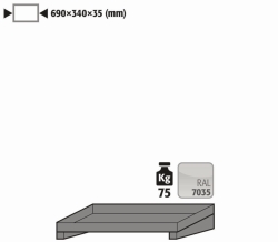 Shelf, RAL 7035 stell powder-coated for GOD cabinets