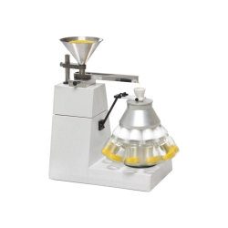 Rotating sample reducer RPT 1:10 for dividing sieve material into 10 samples, incl. divider and 10 glass bottles 250ml with scr