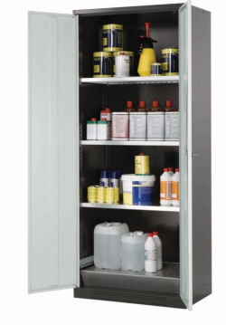 Saftey cabinet chemicals 810x520x1950mm (WxDxH), RAL 7016/RAL 7035, 3 shelves (lacquered)