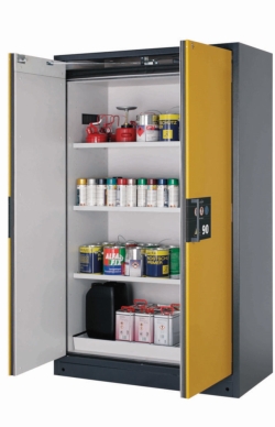 Saftey cabinet Q-PEGASUS-90 WADC 1200 x 615 x 1955 mm (WxDxH), door safety yellow RAL 1004, 3 shelves, 1 perforated