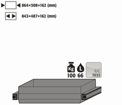 Heavy duty pull-out shelf 66 Ltr. RAL 7035, steel plate, powder coated for models Q90, S90
