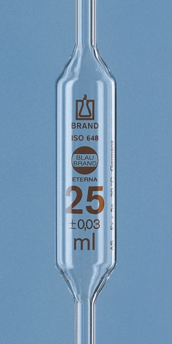 Vollpipetten, AR-GLAS<sup>®</sup>, Klasse AS, 1 Marke, braun graduiert, mit DAkkS-Kalibrierschein