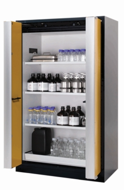 Safety cabinet -Phoenix-90 FD fold door, 1193x615x1953mm, incl.3x shelves, 1x perforated metal plate insert,