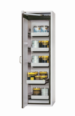 Safety cabinet S-CLASSIC-90 WDASL WxDxH 596x616x1968mm, light gray, RAL 7035 5xpull out tray, 1xBottom tray