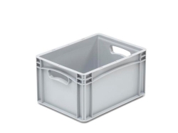 Euro-Stapelbeh&auml;lter Basicline PP, geschlossen, 2 Durchfassgriffe, ohne Deckel, grau, 300x400x220 mm