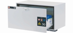 Safety Base Cabinet type 30 UB-S-30 WxDxH(1102x574x600), body and doors RAL7035, 1x drawer tray, 1x perforated plate insert