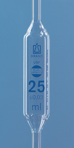 Vollpipetten, USP, AR-GLAS<sup>®</sup>, Klasse AS, 1 Marke, blau graduiert, mit USP-Einzelzertifikat