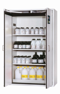 Safety cabinet S-CLASSIC-90 WD 1968x1196x616mm (HxBxT), RAL 7035, 3 lower shelves, 1 perforated plate insert,