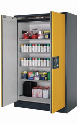 Saftey cabinet Q-CLASSIC-90 WD 1193x615x1953mm (WxDxH), RAL 7016, 4 shelves, 1 perforated metal plate