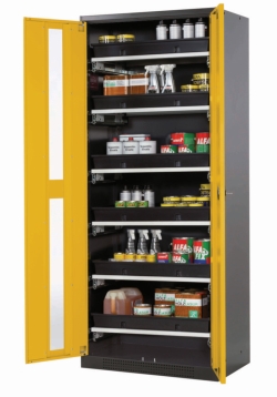 Chemical cabient CS-Classic wing door, RAL1004, 810x520x1950mm, incl. 6 pull-out shelves