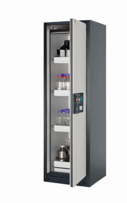Safety cabinet Q-PAGASUS-90 WDACR 599x615x1953mm, RAL 7016/7035 Incl. 4x pull-out bath, 1 x floor catcher