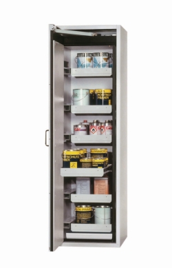 Saftey cabinet S-CLASSIC-90 WDASL 596 x 616 x 1968 mm (WxDxH), door stop left grey RAL 7035, 6 extracts, 1 bottom tray