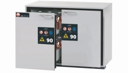 Safety under-sink type 90 RAL 7035, 1102x600x800mm, 2x drawers, 2x pull-out level, 2x perforated plate insert