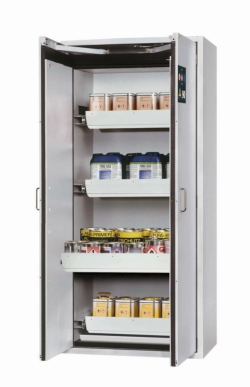Saftey cabinet S-CLASSIC-90 WDAS 896x616x1968mm (WxDxH), RAL7035, 4 drawers, 1 perforated metal plate insert