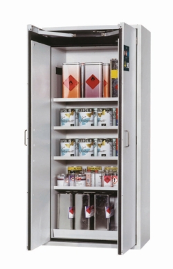 Saftey cabinet S-CLASSIC-90 WD 900 x 615 x 1968 mm (WxDxH), RAL 7035, 4 shelves, 1 metal plate insert,