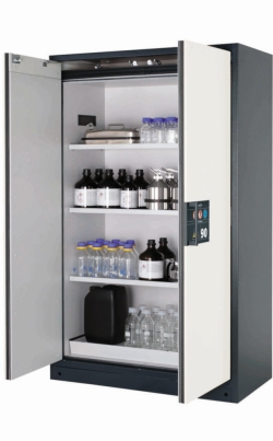 Safety cabinet Q-CLASSIC-90 WD 1200x615x1955mm, incl.3 shelves, 1x perforated plate isnert and bottom tank,