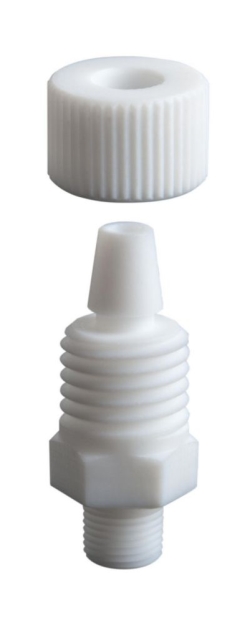 Klemmverschraubung für Schlauchanschluss PTFE, Schlaucholive für Wellschlauch ID 6,5mm / AD 10mm, mit Sicherungsmutter