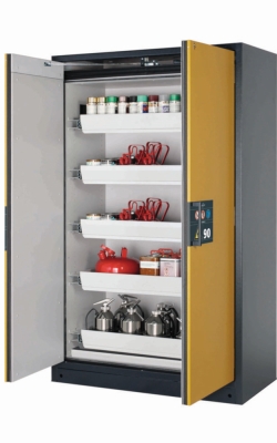 Safety cabinet Q-PEGASUS-90 WADC 1200 x 615 x 1955 mm (WxDxH), door RAL 1004 5 x drawer, 1 x bottom collecting sump