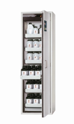 Safety cabinet S-CLASSIC-90 WDASR 596 x 616 x 1968 mm (WxDxH), RAL 7035 6 x pull-out tray, 1 x base sump tray