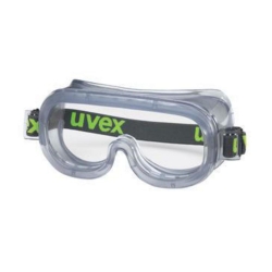 Vollsichtbrille 9305 PVC, Bel&uuml;ftungssystem, grau-transparent Kopfband anthrazit-lime, Scheibe:CA farblos