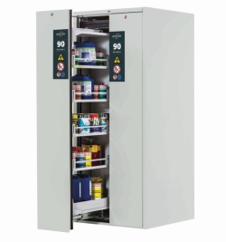 Safety cabinet type 90 V-MOVE 819x863x1966mm, body + doors RAL 7035/light grey 4x bottom tray, 1x bottom collecting tray, 5x to