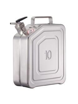 Safety jerrycans stainless steel, with fine dosage spout