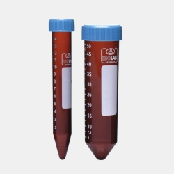 Centrifuge tubes 15 ml, amber PP, graduated, non sterile, conical pack of 50 pieces in bag