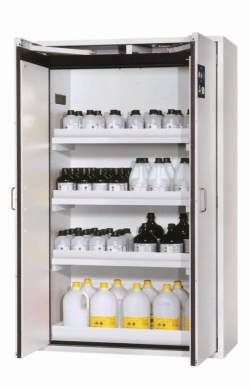 Saftey cabinet S-CLASSIC-90 WDAS 1200x615x1968mm (WxDxH), RAL 7035, 3x tray shelves, 1x floor collecting tray