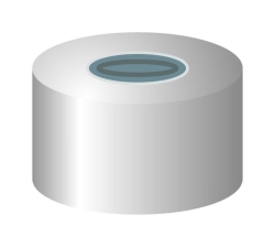 Aluminium Crimp Cap N 13, silver hole Butyl gray/centrical PTFE-lamination gray, Hardness: 50° shore A, pack of 100