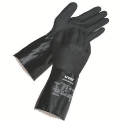 Protective gloves u-chem 3100 black, 30 mm with cuff, size 11 nitrile-rubber, pack of 1 box of 10 pair