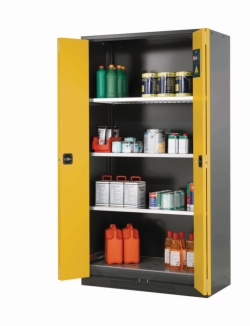 Chemical cabinet CS.195.105.FD 1055x520x1950mm (BxTxH), RAL 7035, 3x shelf, 1x perforated insert,