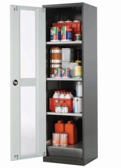 Swing door cabinet with glass RAL 7016/7035, 545 x 520 x 1950 mm (WxDxH) 3x shelf, 1x perforated insert,
