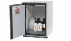 Safety Base Cabinet UB-T-90 RAL 7035/7035, 593x600x800 (HxWxD) 1x perforated plate insert, 1x bottom drip tray