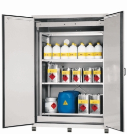 Safety storage cabinet XL-CLASSIC-90 WDAS 1555x1018x2324mm, RAL 7035/7035, 1x floor drip tray, 1x transport base
