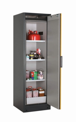 Safety cabinet Q-CLASSIC-90 WDR 599x615x1953mm, RAL 7016/1004, 3x shelf, 1x perforated insert, 1x bottom collecting sump