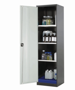 Chemical Cabient CS-Classic 545x520x1950mm (BxTxH), RAL 7016/7035, 3x shelf, 1x bottom collecting sump with grid