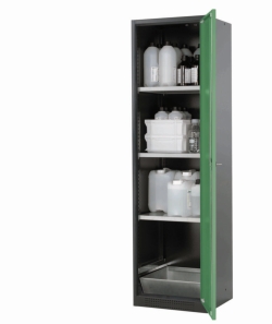 Cabinet for chemicals CS-CLASSIC 545x520x1950mm (WxDxH),RAL 7016/6011 3x shelf, 1x bottom collecting sump