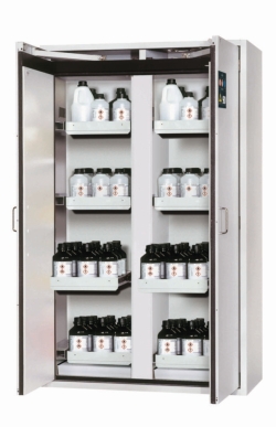 Safety storage cabinet S-CLASSIC-90 Model S90.196.120.MV.WDAS light grey RAL7035 4x AZ 4x AZ right St.bl. besch.gl. 2x BW.S f.