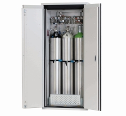 Safety storage cabinet Type G90 900x615x2050mm, RAL 7035 Comfort interior fittings for pressurised gas