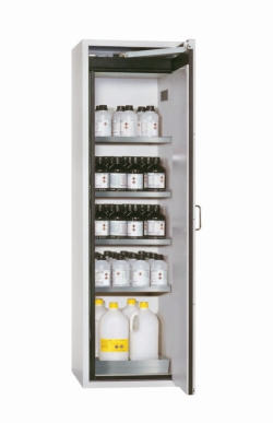 Saftey cabinet S-CLASSIC-90 WDR 596x616x1968mm (WxDxH), RAL 7035, light grey, 4x FB ES 1.4301 roh 1x LB f. STAWA-R ES 1.4016 ro