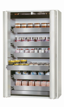 Saftey cabinet S-PHOENIX-90 FDAS 1196 x 616 x 1968 mm (WxDxH), RAL 7035 6x AZ ES 1.4301 roh 1x BW.S f. AZ ES