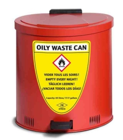 Disposal container for cleaning cloths made of sheet steel, 65 liters
