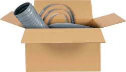 Ventilation set, consisting of: 1 pipe fan (as support fan) DN 150, 2 reducers DN 150/125, 7.5 m flexible hose DN 125, 2