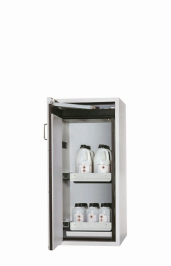 Safety cabinet type 90, RAL 7035 596x616x1298 mm (WxDxH), 2x pull-out trays 4,5l 1x floor drip tray 11l , sheet steel S90