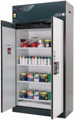 Safety cabinet FX-Pegasus-90 1193x615x2294mm (WxDxH), RAL 7016/7035, TSA, AGT 4x tray shelves, 1x floor collecting tray